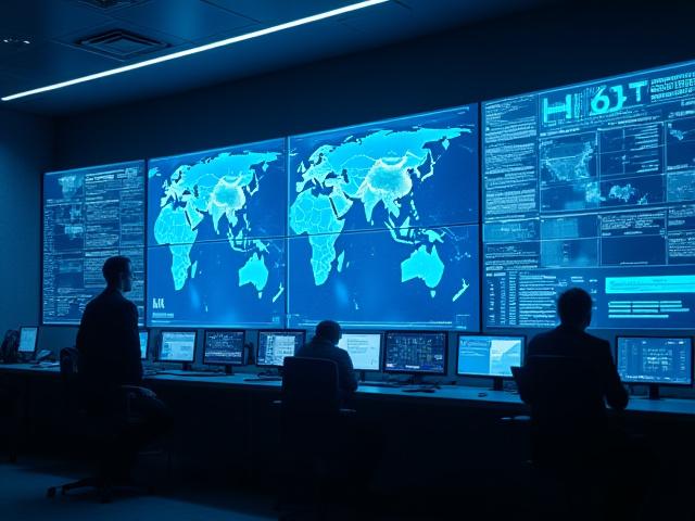 Modern logistics dispatch center overseeing transit