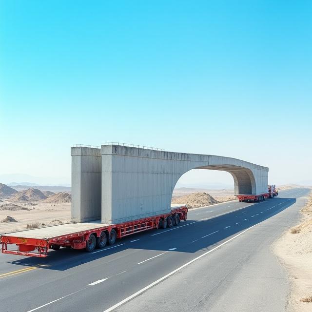 Prefabricated bridge section transport