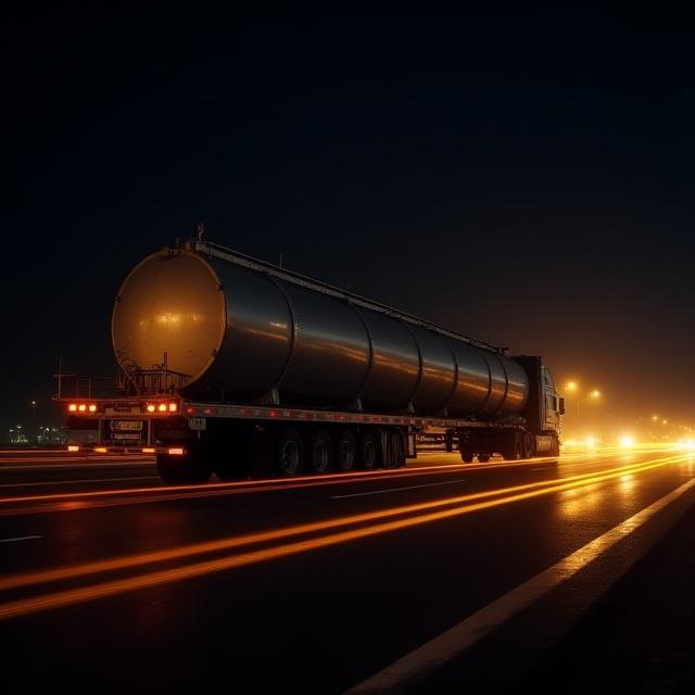 Cylindrical industrial tank on extendable trailer