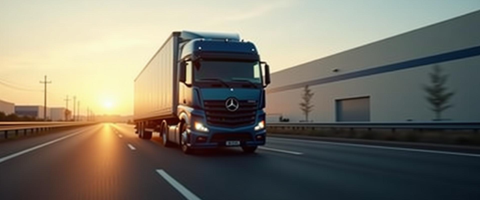 M&ZS regional freight truck navigating a Midwestern logistical hub at dawn